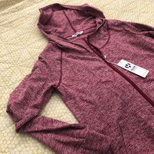 NWT Burgundy hes there’s full zip hooded fleece jacket